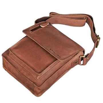 STILORD ‚Finn‘ kleine Umhängetasche Herren braun Schultertasche Vintage Messenger Bag 8,4 Zoll Tablettasche echtes Büffel-Leder cognac hellbraun -