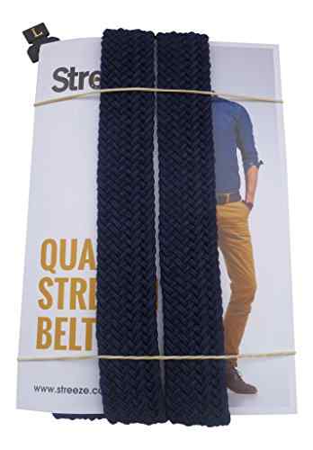 Streeze Damen elastischer geflochtener Stretch-Stoffgürtel. 25 mm Breite gewebt mit Goldschnalle Größen XS – XL -