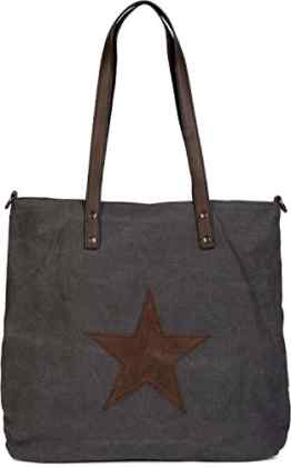 styleBREAKER Canvas Shopper Handtasche mit aufgenähtem Stern, Schultertasche, Umhängetasche, Damen 02012048