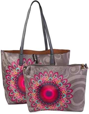 styleBREAKER Ethno Blumen Muster Handtaschen Set, Shopper Tasche und Umhängetasche, Damen 02012055