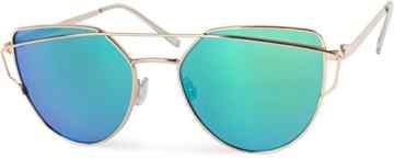 styleBREAKER Sonnebrille mit Katzenaugen Cat Eye Gläsern und Doppelrahmen Bügel, Federscharnier, Damen 09020069