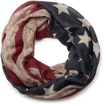 styleBREAKER Vintage Design USA Flaggen Muster Loop Schlauchschal, Stars and Stripes, Unisex 01016083