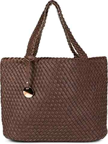 styleBREAKER XXL Wendetasche in Flecht-Optik, Shopper Tasche, Handtaschen Set, 2 Taschen, Bag in Bag, Schultertasche, Damen 02012163