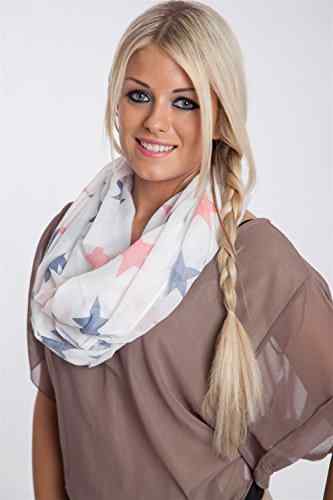 styleBREAKER bunte Sterne Muster Loop Schlauchschal, Stars, Tuch, Damen 01016109 -