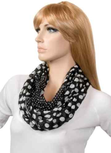 styleBREAKER leichter, seidiger Punkte Muster Loop Schlauchschal / groß und klein gepunktet 01016079 -
