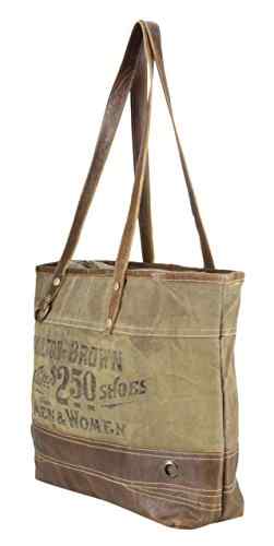 Sunsa Damen Vintage Tasche Shopper Schultertasche Handtasche aus Canvas / Segeltuch mit Leder -