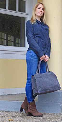 taschenTrend – Colani großer XXL Shopper Schultertasche Leder Handtaschen Damen Velour Wildleder Henkeltaschen Taschen 30x40x20 cm (B x H x T) -