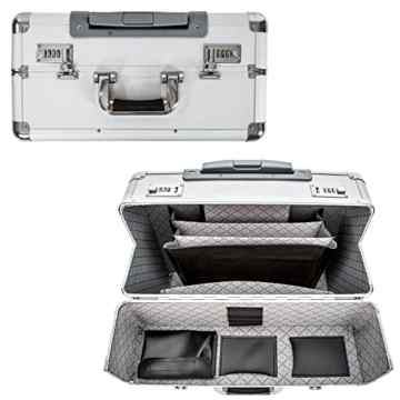 TecTake® Pilotenkoffer 47x39x25 cm Handgepäck Businesskoffer Aktenkoffer Koffer Trolley silber mit Rollen -