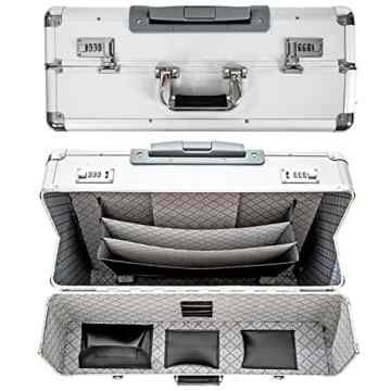 TecTake XL Pilotenkoffer 55x49x22cm Handgepäck Businesskoffer Aktenkoffer Koffer Trolley silber mit Rollen -