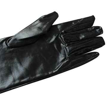 Tiaobug Gothic Lange Leder-Optik Handschuhe Wetlook In Schwarz Damen Metallic Handschuhe -