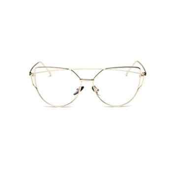 Ularma Class Retro Katzenaugen Brille mit Fensterglas Metallgestell Brillenfassung Dekobrillen -