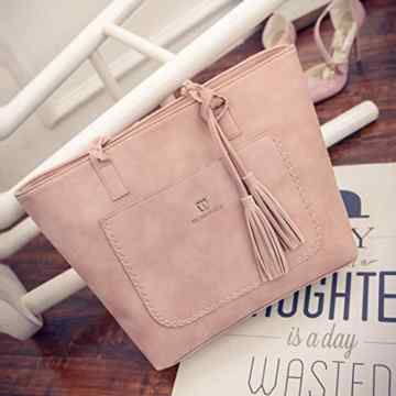Ularmo Frauen Tassel Handtasche Umhängetasche große Tote -