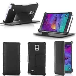 Ultra Slim Tasche Leder Style Samsung Galaxy Note 4 SM-N910C/N910S (LTE / 4G) Hülle Schwarz Cover mit Stand – Zubehör Etui Galaxy Note 4 Dual SIM Flip Case Schutzhülle (Leder, Schwarz) – XEPTIO accessoires 2014/2015 -