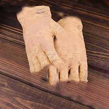 URSFUR Damen Schöne Halbfinder Hochwertige Spitze Sommer Sonnenschutz Handschuhe Netzhandschuhe Brauthandtuche -