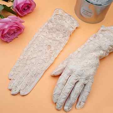URSFUR Damen Sommer Weiche Spitze Sonnenschutz Handschuhe Netzhandschuhe spitzenhandschuhe Fahrradhandschuhe Brauthandschuhe -