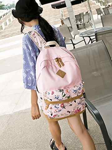 VADOOLL® Damen Mädchen Neu Fashion Pastoralen Stil Blumendruck-Art Canvas Rucksack Schulrucksack Reisetasche Casual Daypacks Cityrucksack für Universität Outdoor Freizeit 30 x 16 x 44cm -