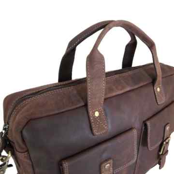 Vintage Aktentasche / Arbeitstasche aus geöltem Leder von Shalimar Modell: Forbes -