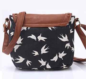 Vintage Damen Canvas Tasche Umhängetasche Tier Gedruckt Messenger Bag Schulranzen Mädchen -