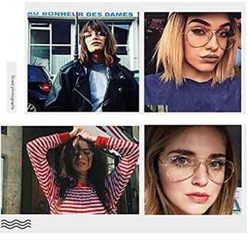 Vintage Pilotenbrille Metallrahmen Fensterglas Brille Ohne Stärke Durchsichtig Nerdbrille Sonnenbrille mit Nasenpad Retro Winddicht Sonne Brille Damen Herren -