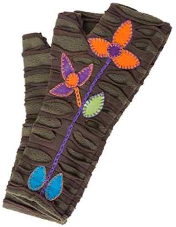 Vishes – alternative Bekleidung – bestickte Handstulpen aus Fleece mit Cutwork – Unikat -