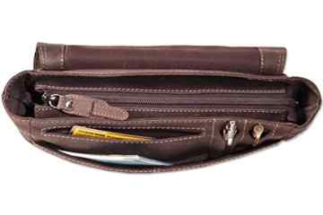 Woodland® – Luxus-Umhängetasche aus naturbelassenem Büffelleder in Dunkelbraun/Taupe -