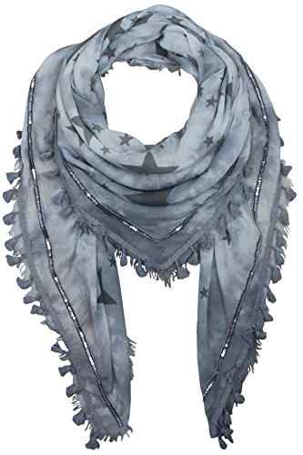 XXL Damen STERN Schal mit Bommeln Pailletten Tuch Deckenschal Patches Halstuch Fashion -