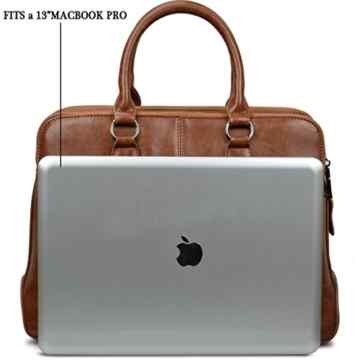 Yaluxe Damen Doppel Reißverschluss echtes Leder elegant Büro HenkelTasche Umhängetasche Schultertasche fit 13″ Laptop -