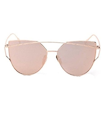 Yistu Twin-Träger klassische Frauen Metallrahmen Spiegel Sonnenbrille Cat Eye Brillenmode -